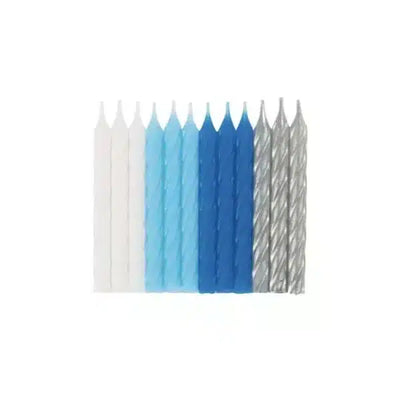 Blue, White & Gold Spiral Candles 24pcs