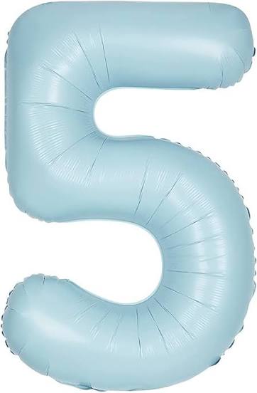 Number #5 Foil Balloon 34" Baby Blue