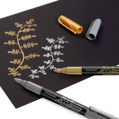 Simply A+ Metallic Permanent Marker Silver/Gold 2pcs