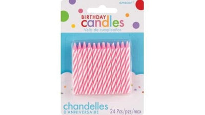 Spiral Pink Candles 24pcs