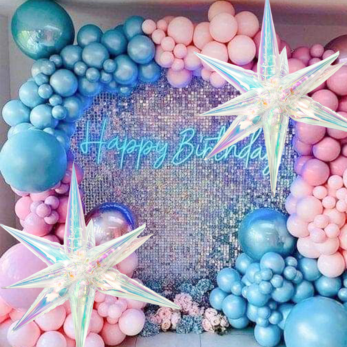 Iridescent Starburst 12 Piece kit Balloon