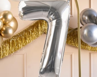 Number #7 Supershape Balloon 34" Silver