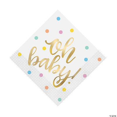 Oh Baby Gold Shower Napkins 16ct