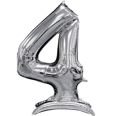 Numeral Balloon With Stand Silver #4