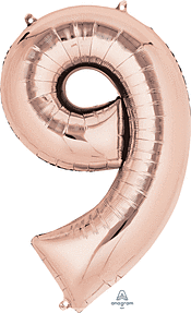 Number #9 Supershape Balloon 34" Rose Gold