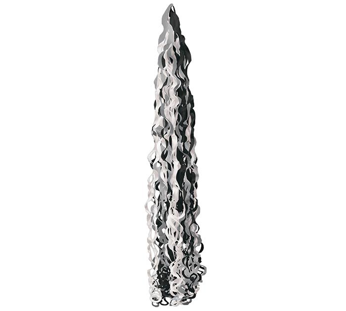 Twirlz Balloon Tail Black, White and Silver 34"x6"