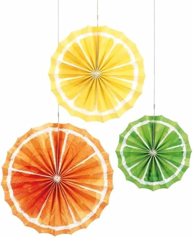 Summer Citrus Tissue Paper Fan 3pcs