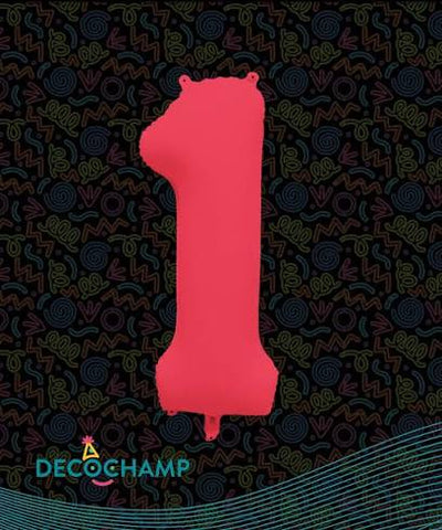 Deco Number #1 Neon Pink Foil Balloon 34"