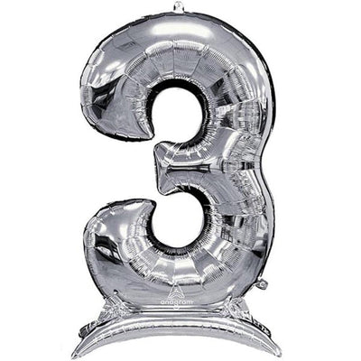Numeral Balloon With Stand Silver #3