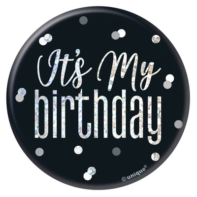 Black Glitz Badge It's My Birthday