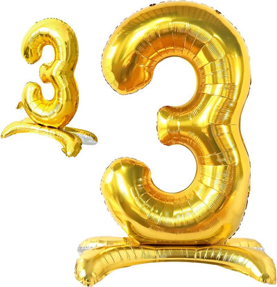 Numeral Balloon With Stand Gold #3