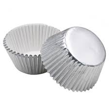 Cups Cakes  Foil Silver  25 pcs