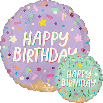Ice Cream Party Happy Birthday Foil Balloon 18"