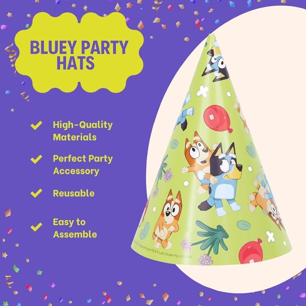 Bluey Party Hats (x8u)