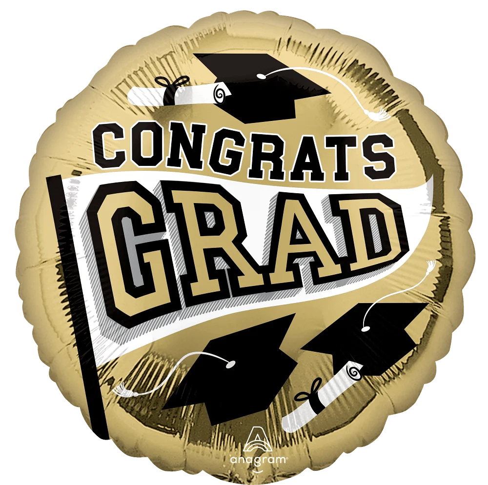 Graduation School Gold Foil Balloon 18"