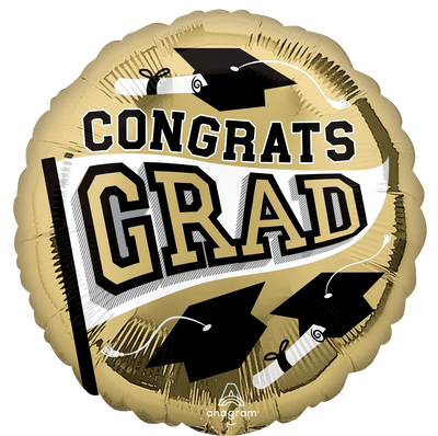 Graduation School Gold Foil Balloon 18"