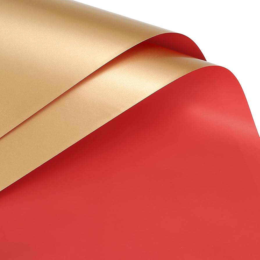 Floral Wrapping Paper Gold Reversible 22.8" x22.8" x20 Sheet Red