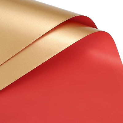 Floral Wrapping Paper Gold Reversible 22.8" x22.8" x20 Sheet Red