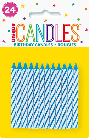 Spiral Blue Candles 24pcs