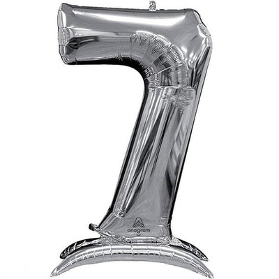 Numeral Balloon With Stand Silver #7