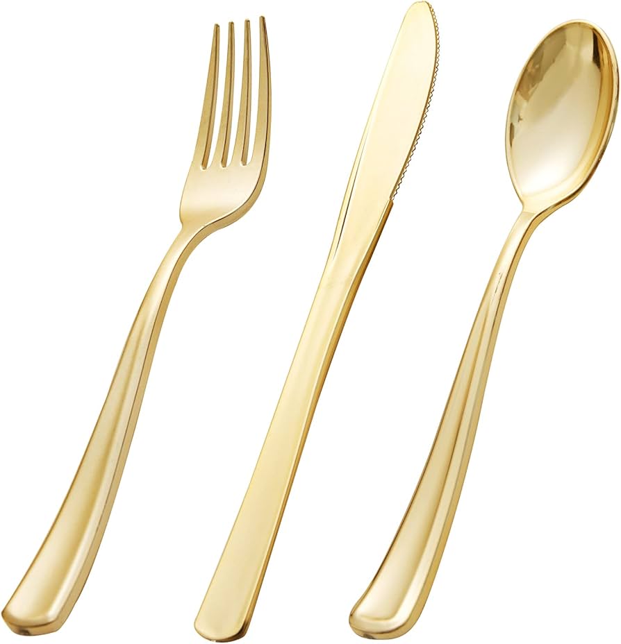 Gold Foil Cutlery Plastic 18ct