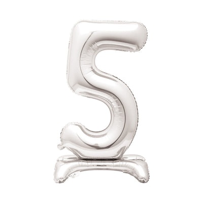 Numeral Balloon With Stand Silver  #5