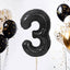 Number #3 Supershape Balloon 34" Black
