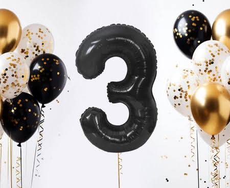 Number #3 Supershape Balloon 34" Black