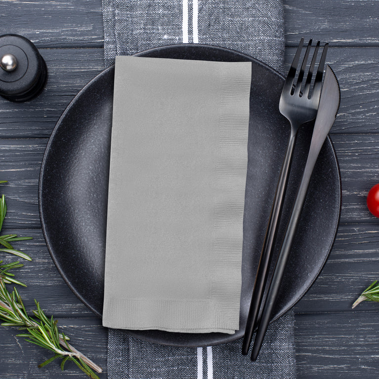 Silver Paper Dinner Napkins 20pcs