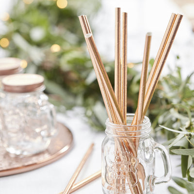 Rose Gold Foil Straws 10ct