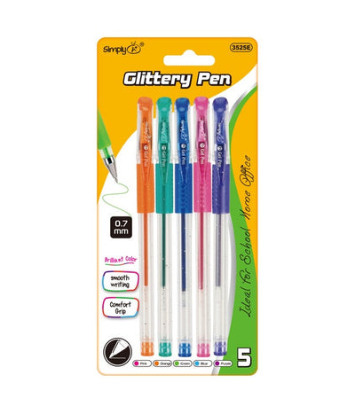 Simply A+ Gel Pens Glitter Assorted 5pcs