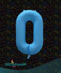 Deco Number #0 Neon Blue Foil Balloon 34"