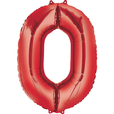 Number Red Supershape Foil Balloon 34"