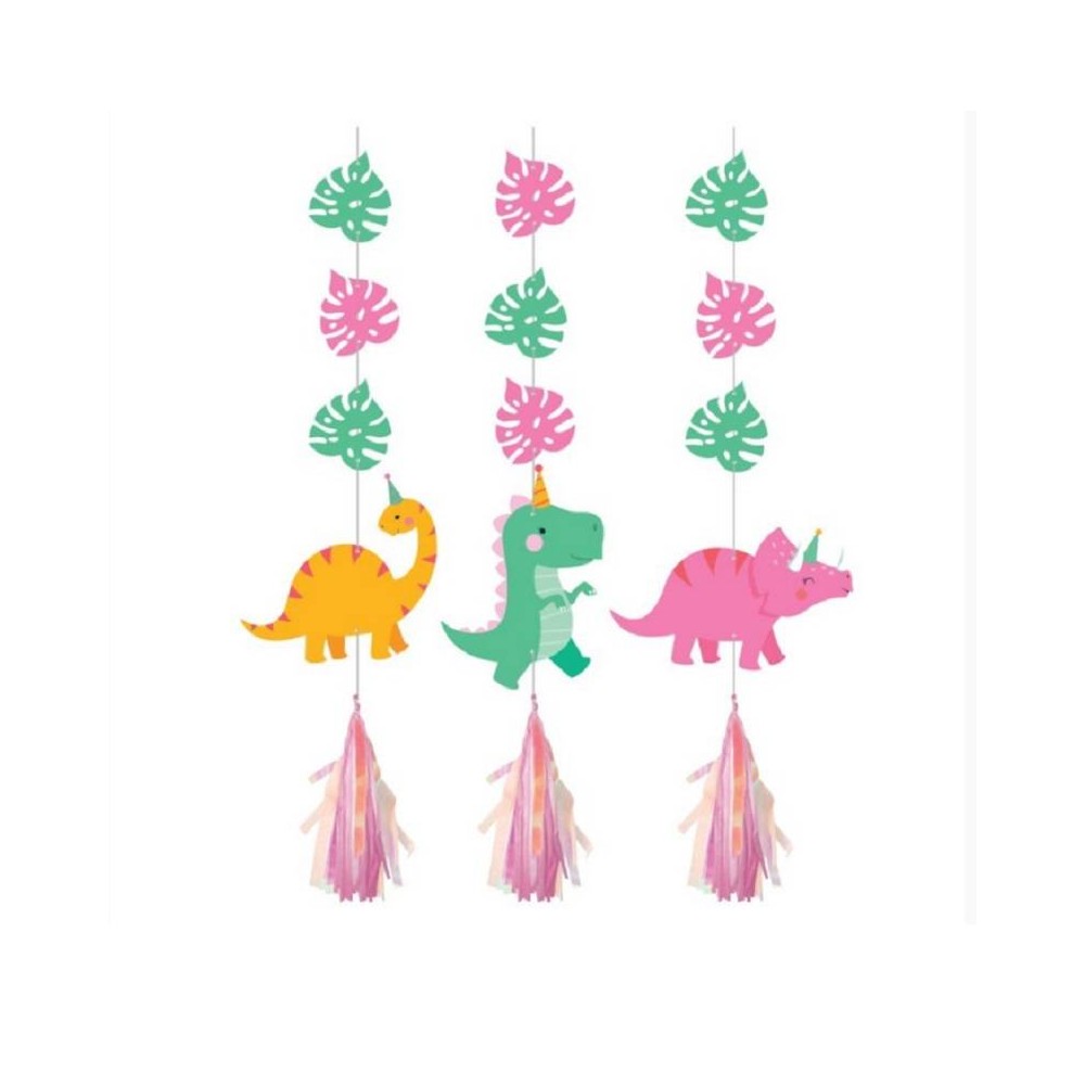 Hanging Decorative Girl Dino Party 3pcs
