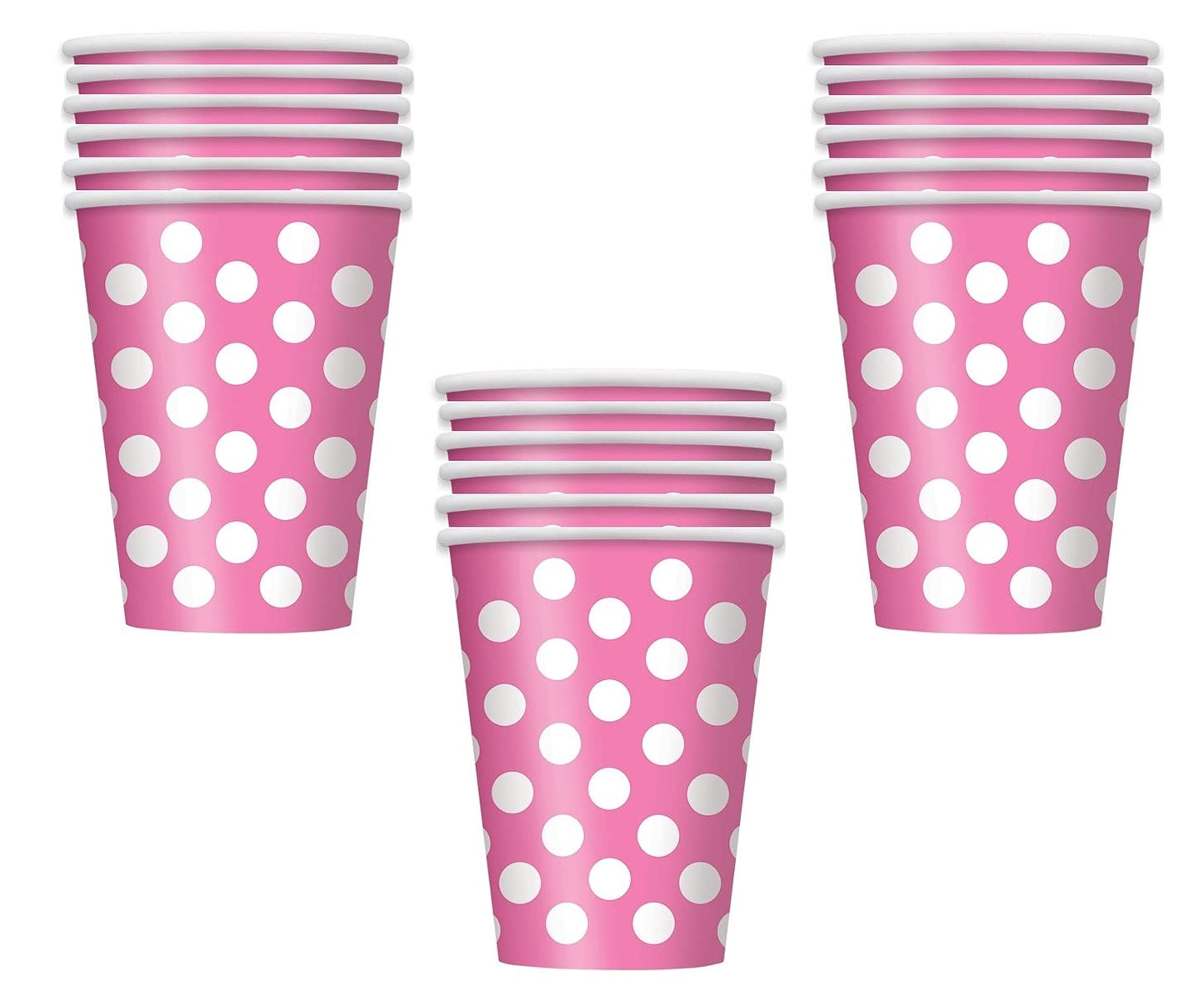 Hot Pink Dots Cups 12oz 6pcs