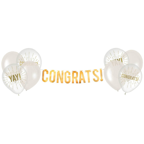 Congratulations Banner With Ballons 1set