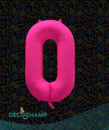 Deco Number #0 Neon Pink Foil Balloon 34"