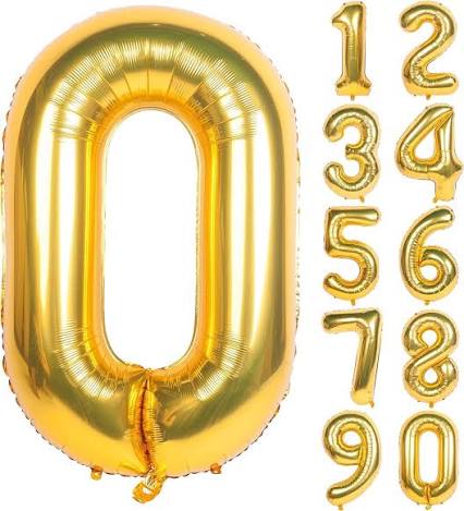 Number Solar Gold Foil Balloon 34"
