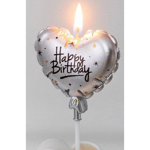 Birthday Candle Heart Gold/Silver 1pcs