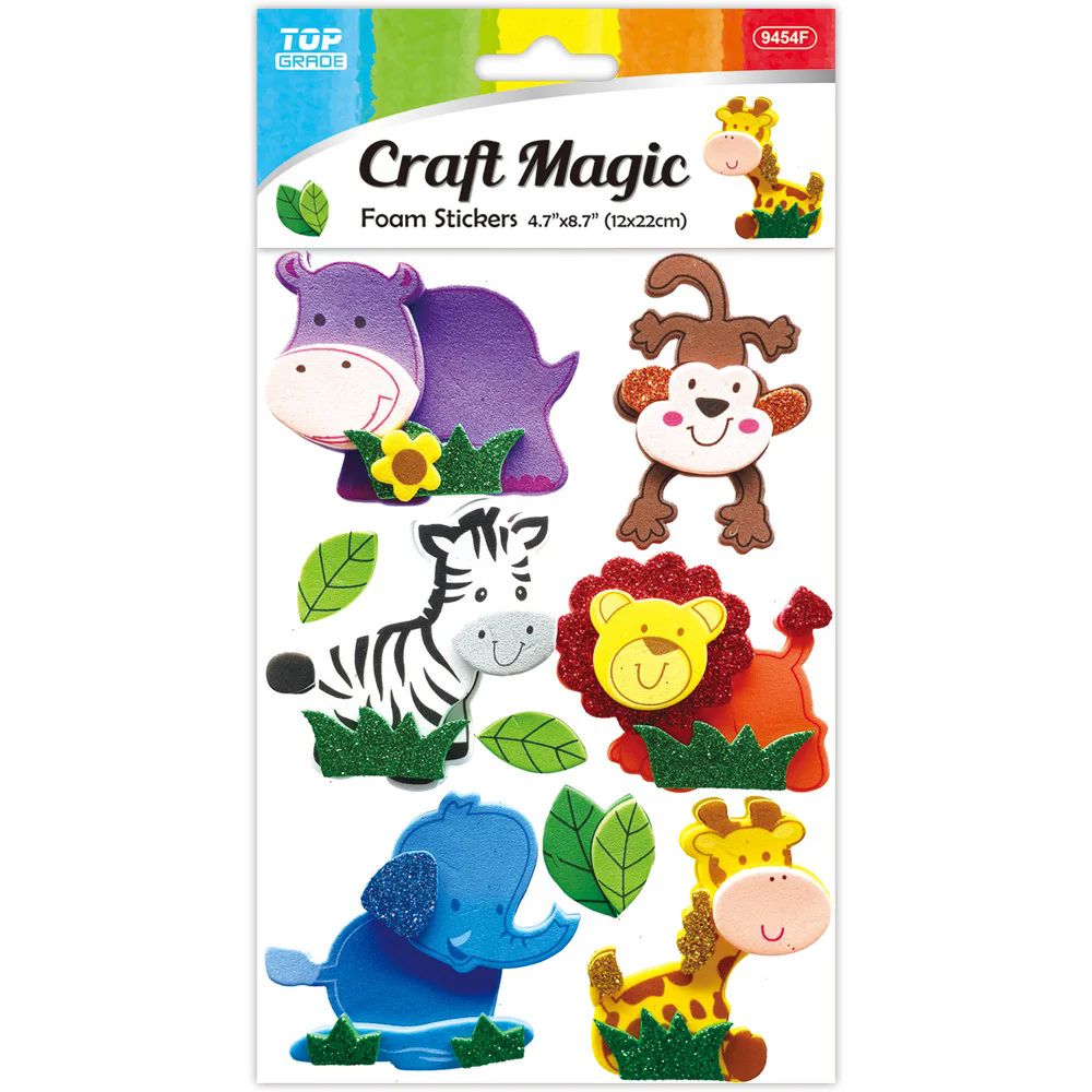Craft Magic Foam Stickers Animales de la Selva Al Relieve