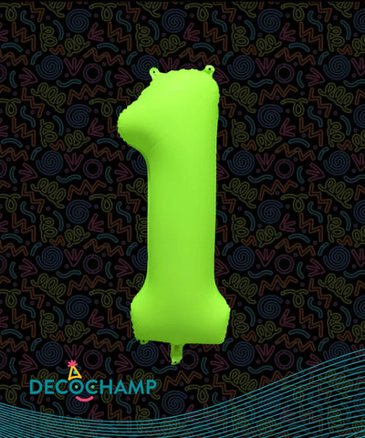 Deco Number #1 Neon Green Foil Balloon 34"