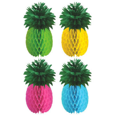 Luau Honeycomb Pineapple Centerpiece 4pcs