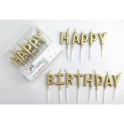 Gold Happy Birthday Picks Candles 13pcs