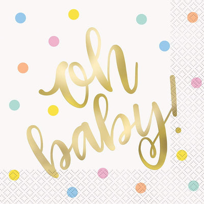 Oh Baby Gold Shower Napkins 16ct