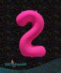 Deco Number #2 Neon Pink Foil Balloon 34"
