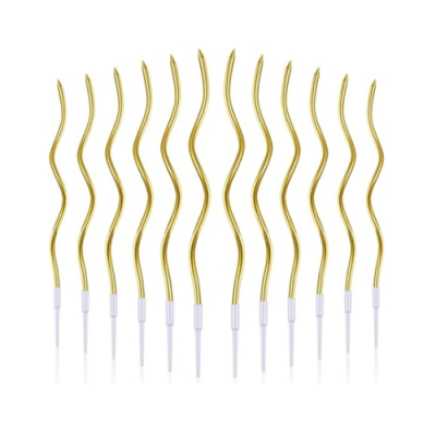 Birthday Candle Spiral Metallic Gold/Silver 12pcs