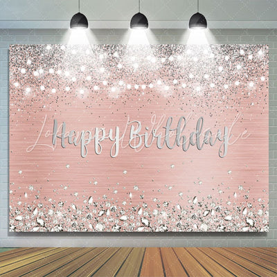 Rose Gold and Silver Birthday Backdrop (x1u)