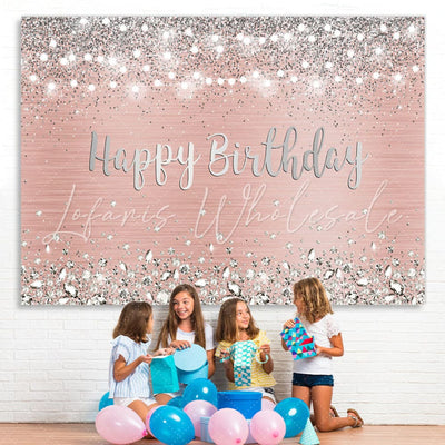 Rose Gold and Silver Birthday Backdrop (x1u)