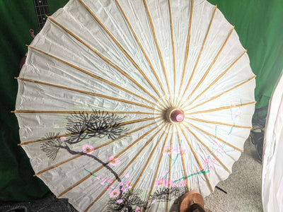 Wood Chinese Parasol (White)