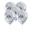Latex Balloon 12" Clear Confetti Silver (x6u)